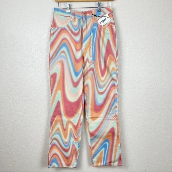 Wrangler Wild West 603 High Rise Straight Rainbow Wave Jeans Size 28X28 Women - Picture 2 of 15
